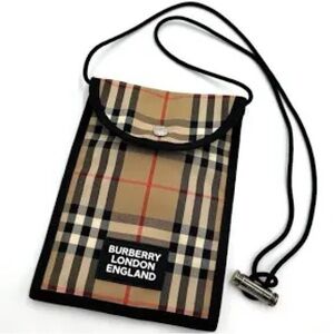 Burberry London Nova Check Sacoche Plaid Pouch - Tan and Black